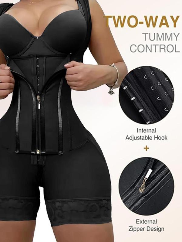 Women's Solid Color Zipper Corset Shapewear Top, Tummy Control Shaper, Waist Trainer Women, Women's Shapewear for Daily Wear, Matt Waist Trainers