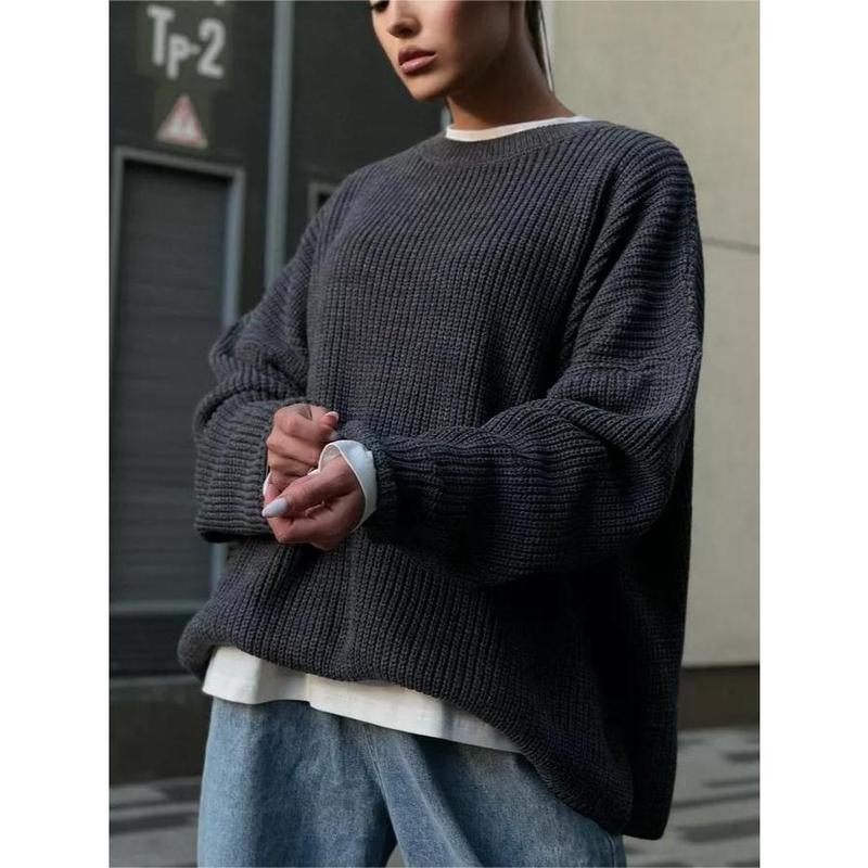 Solid Color round Neck Sweater 2024 New Fashion Spring and Autumn Loose Sweater Pullover Sweater for Women