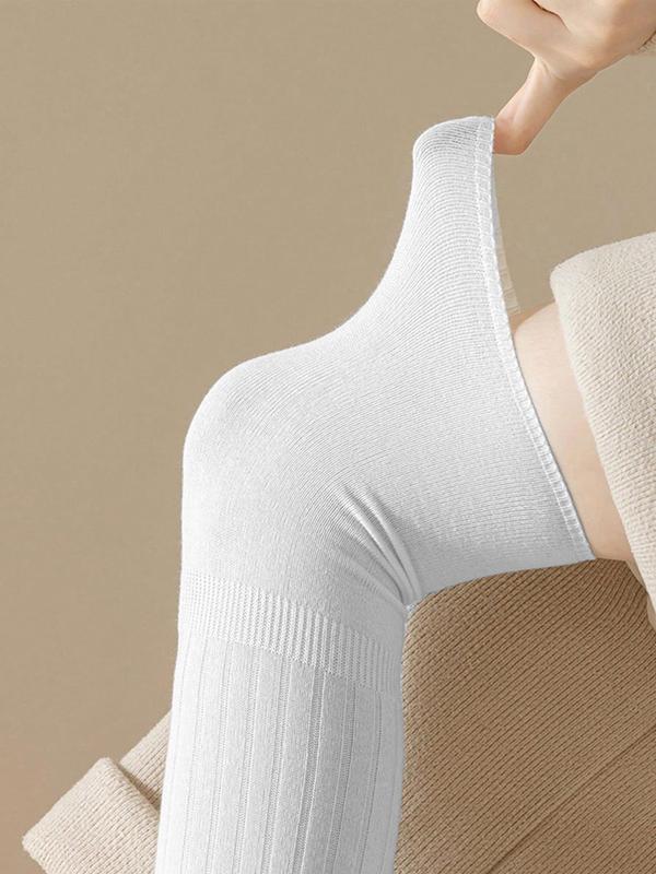 Women's Solid Over The Knee Socks, Casual Comfy Breathable Thigh High Socks for Daily Wear, Ladies Socks for All Seasons