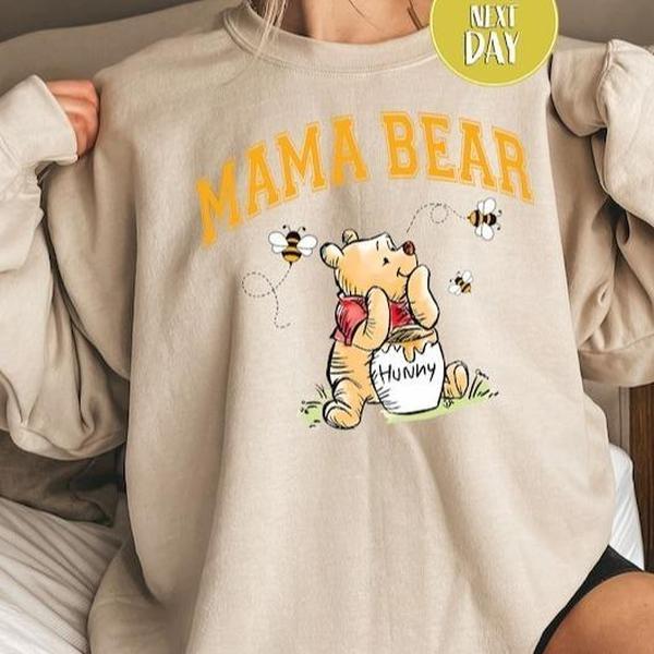 Poohh MamaBear Sweatshirt, Full Size, Mother's Day Mama T-shirt, Happy Mother's Day, Mom T-shirt