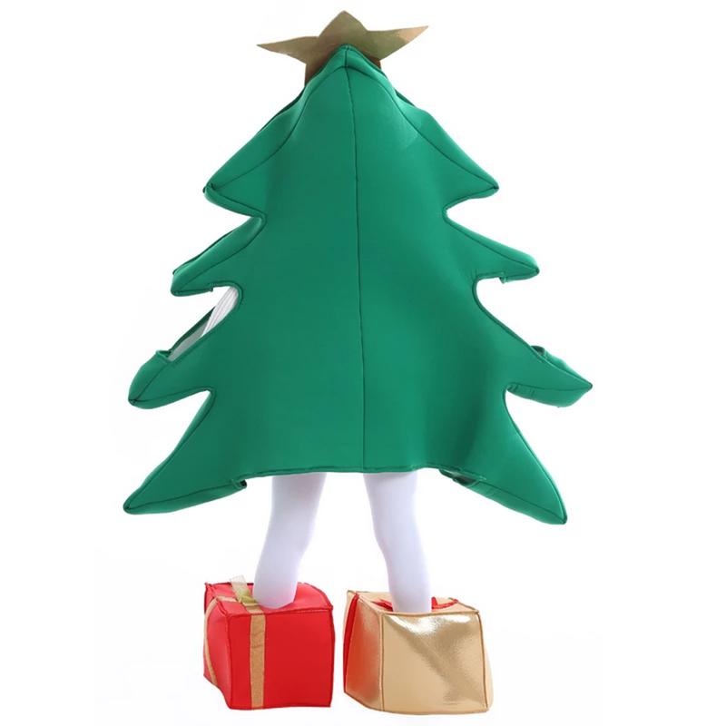 Women Christmas Tree Costume Tree Shaped Stage Performance Dress+Gift Shaped Shoes Halloween Christmas Cosplay Outfit