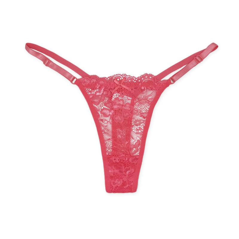 5 PCS Set Adjust Waistband Sexy Lace Thongs Women Solid Color Transparent G-string Panties Female Soft Underwear Lingerie 87485sexy knicker Women's Floral Lace Shapewear Panty