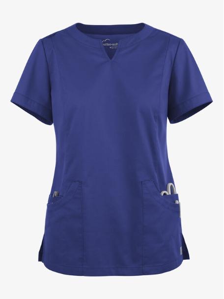 Women's Butter-Soft Stretch Scrub Top with Notch Neckline and 4 Pockets - Clothing, Womenswear