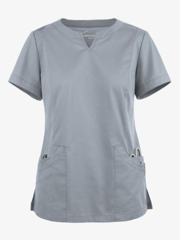 Women's Butter-Soft Stretch Scrub Top with Notch Neckline and 4 Pockets - Clothing, Womenswear