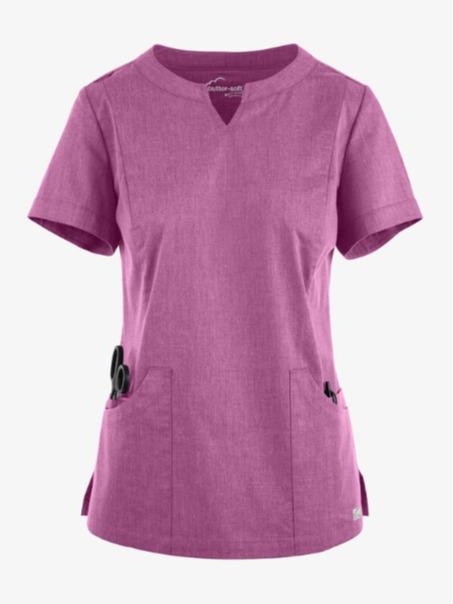 Women's Butter-Soft Stretch Scrub Top with Notch Neckline and 4 Pockets - Clothing, Womenswear