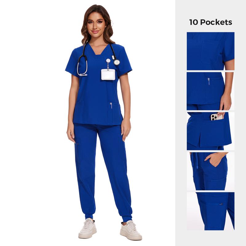 Cozyfit Scrubs for Women Nova Vital Set - V-Neck Top & Cargo Pants with 10 Pockets