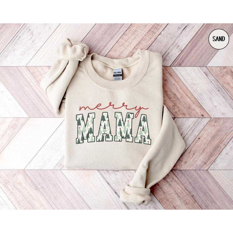 Merry Mama and Dad Sweatshirts, New Mom and Dad Christmas Sweaters, Xmas Pregnancy Announcement Gift, Matching Couples Holiday Crewnecks