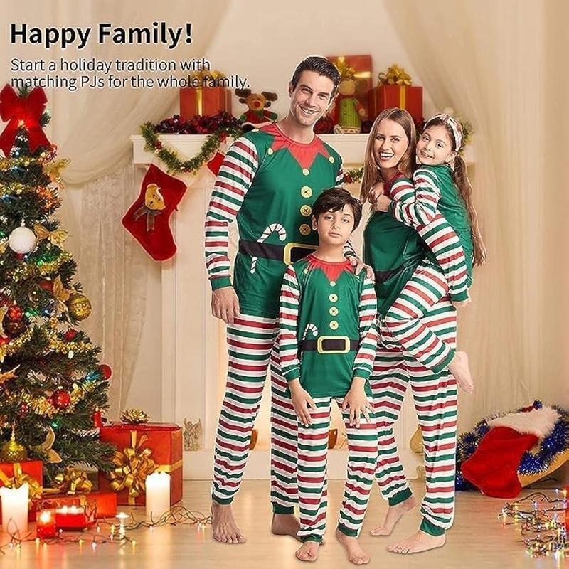 Christmas Pajamas for Family, Womens Sanda Claus Snow Print Xmas Pjs Pajamas matching christmas pjs