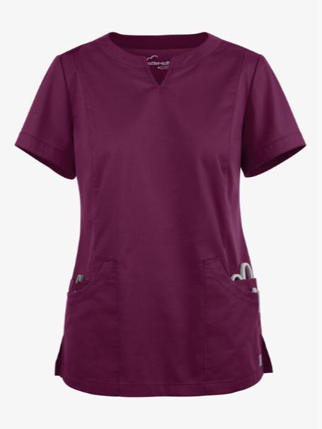 Women's Butter-Soft Stretch Scrub Top with Notch Neckline and 4 Pockets - Clothing, Womenswear