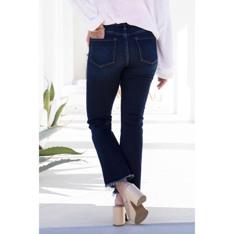 Vervet Blue Bella High-Rise Crop Flare Denim