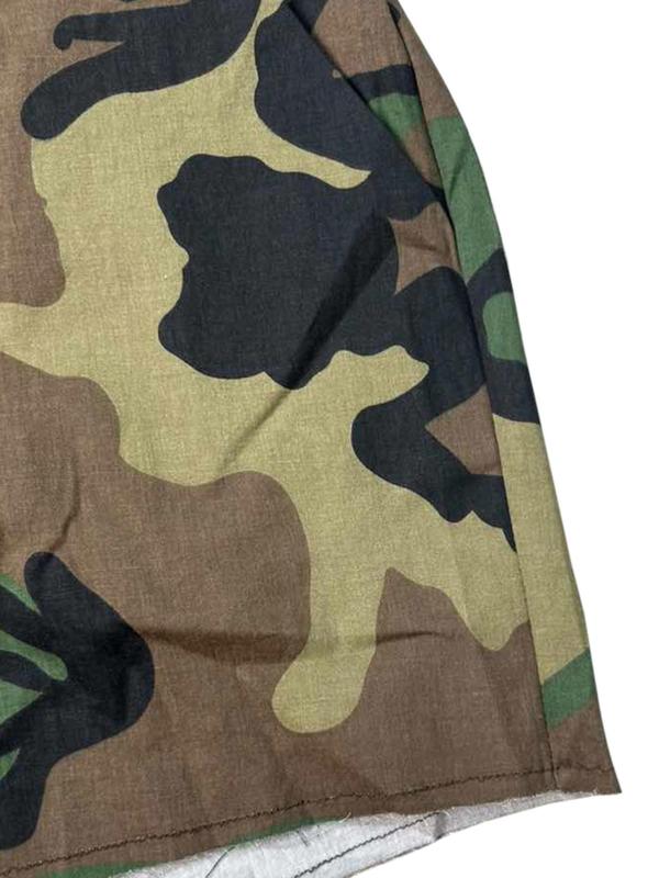 Women's Camo Print High Waist Shorts, Casual Pocket Button Design Shorts for Daily Wear, Ladies Bottoms for All Seasons