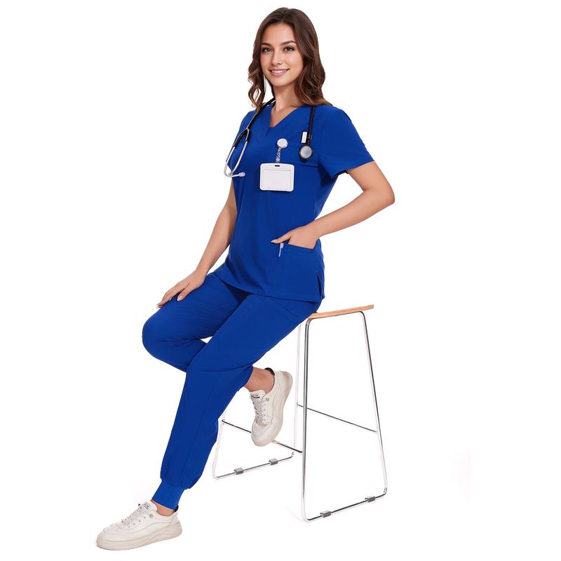 Cozyfit Scrubs for Women Nova Vital Set - V-Neck Top & Cargo Pants with 10 Pockets