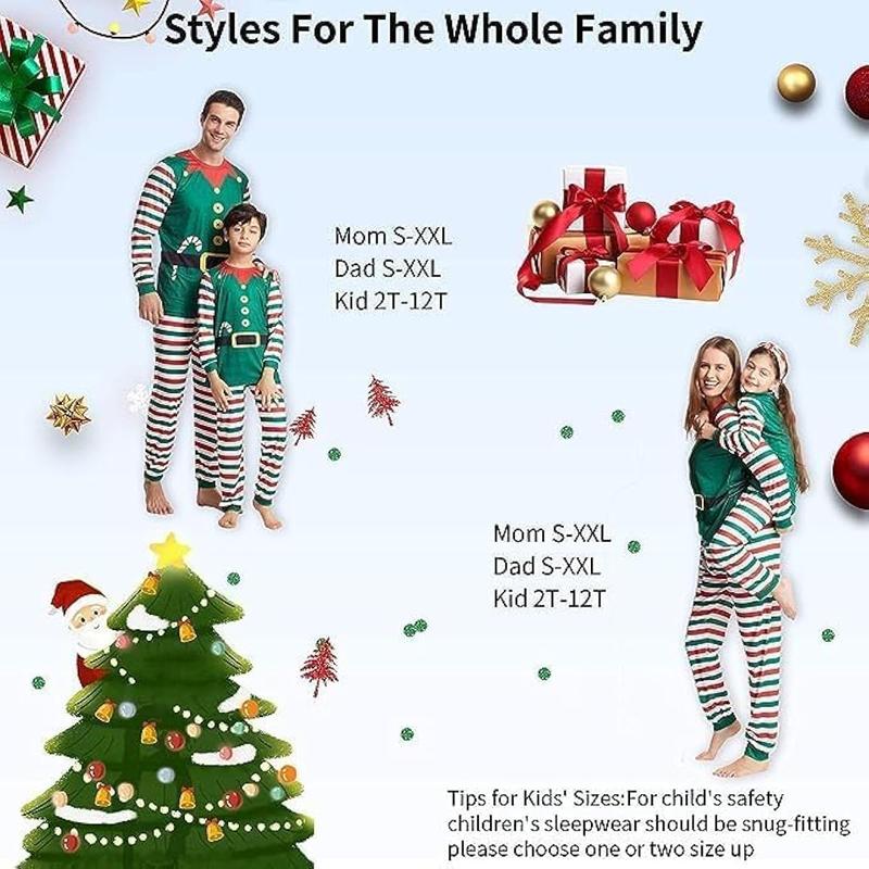 Christmas Pajamas for Family, Womens Sanda Claus Snow Print Xmas Pjs Pajamas matching christmas pjs