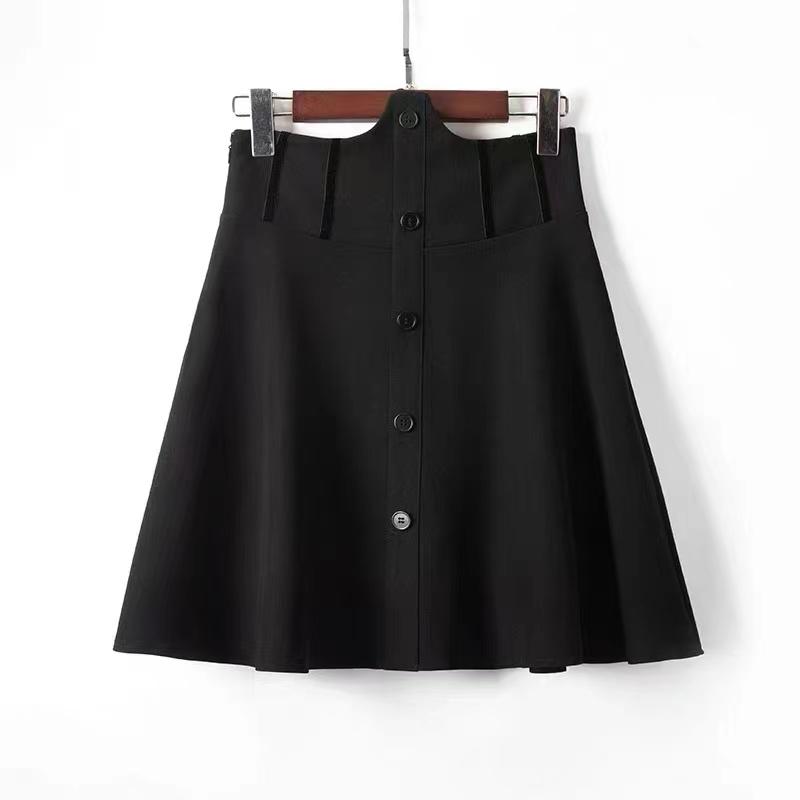 Xs to 3xl  Magic Fishbone Highwaist elastic waist black elegant  classic A-line skirt