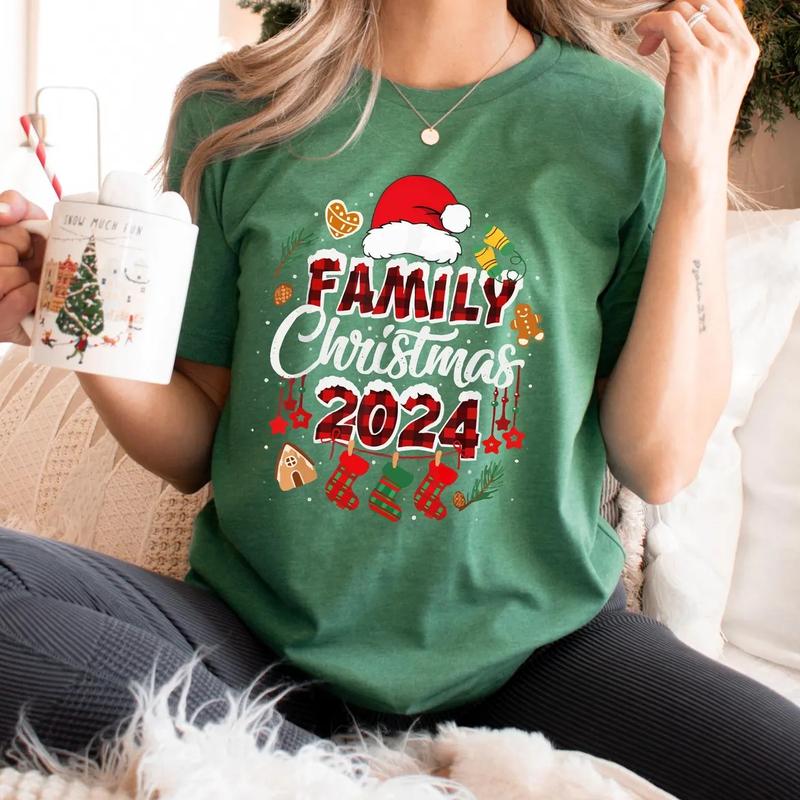 Christmas Family 2024 Shirt,Christmas Family Shirts, Christmas Party, Family Shirt, Matching Xmas Tees, 2024 Tee Casual Womenswear