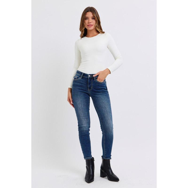 JUDY BLUE MID RISE THERMAL SKINNY JEANS