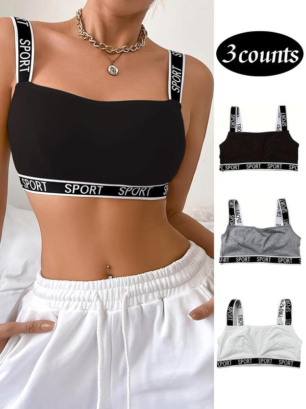 Women's Letter Print Bra, Soft Comfortable Breathable Lingerie Top for Daily Wear, Underwear for All Seasons