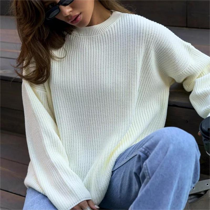 Solid Color round Neck Sweater 2024 New Fashion Spring and Autumn Loose Sweater Pullover Sweater for Women