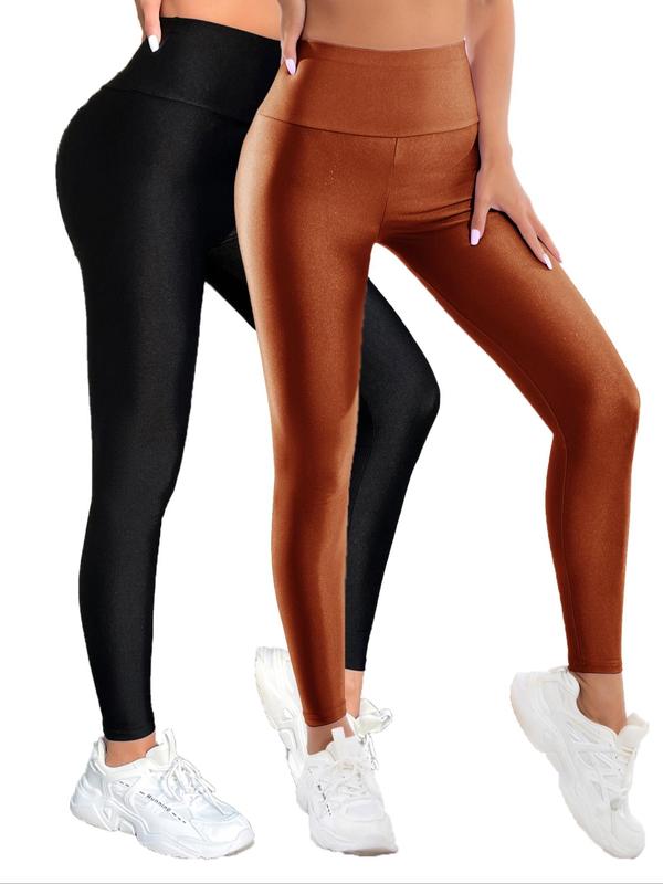 Women's Solid High Waist Leggings, Casual Comfy Breathable Skinny Pants for Daily Wear, Ladies Bottoms for All Seasons