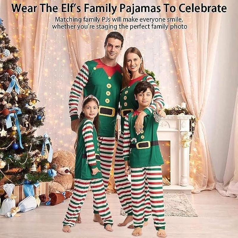 Christmas Pajamas for Family, Womens Sanda Claus Snow Print Xmas Pjs Pajamas matching christmas pjs