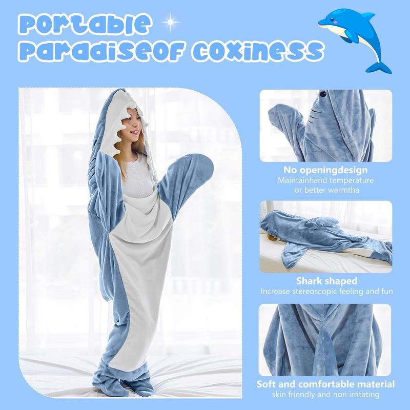 Shark Blanket Hoodie Onesie Adult & Kid, Wearable Shark Blanket, Shark Sleeping Bag, Soft Cozy Shark Onesie Costume  Clothing Women Comfort Long Sleeve Minimalist