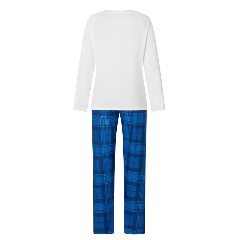 Family Matching Christmas Pajamas, Christmas Tree&Letter Print Long-Sleeved Tops + Plaid Trousers Sleepwear Outfits Pants Womenswear