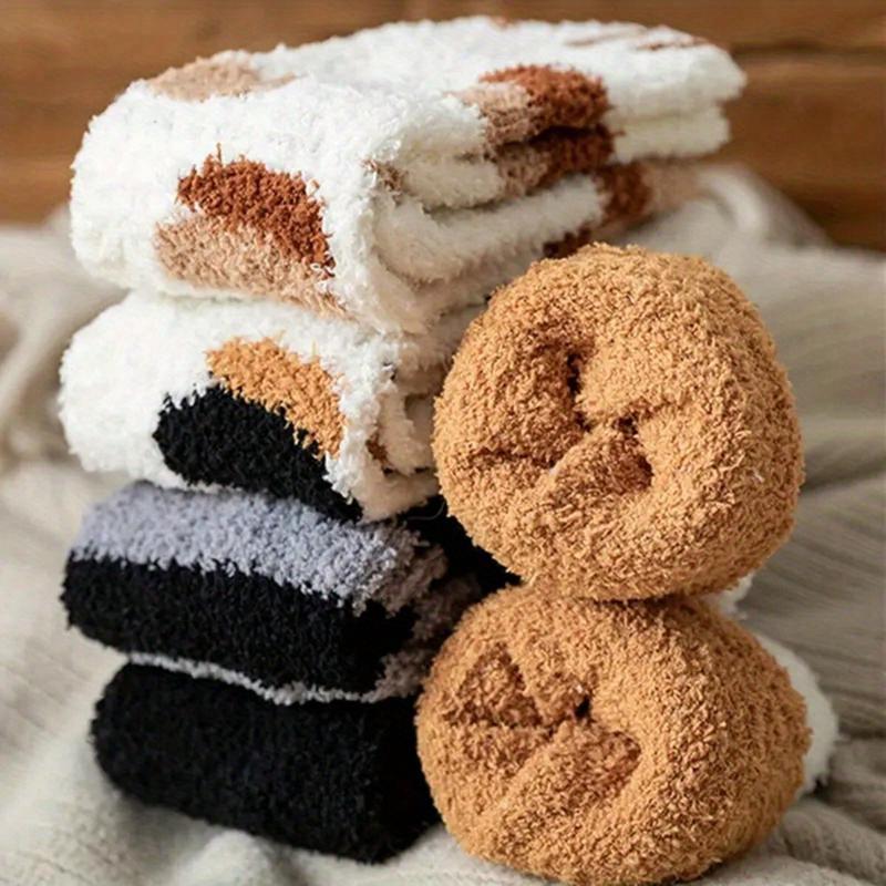 5 Pairs Women's Cozy Soft Plush Animal Socks Plush Cute Cat Paw Sleep Warm Socks Womenswear Underwear Womenswear Underwear