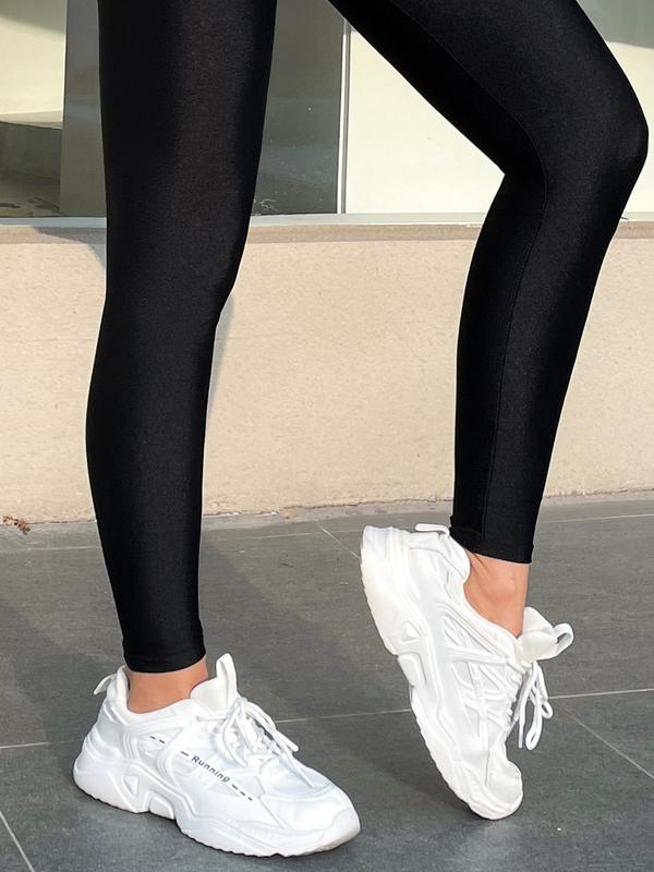 Women's Solid High Waist Leggings, Casual Comfy Breathable Skinny Pants for Daily Wear, Ladies Bottoms for All Seasons