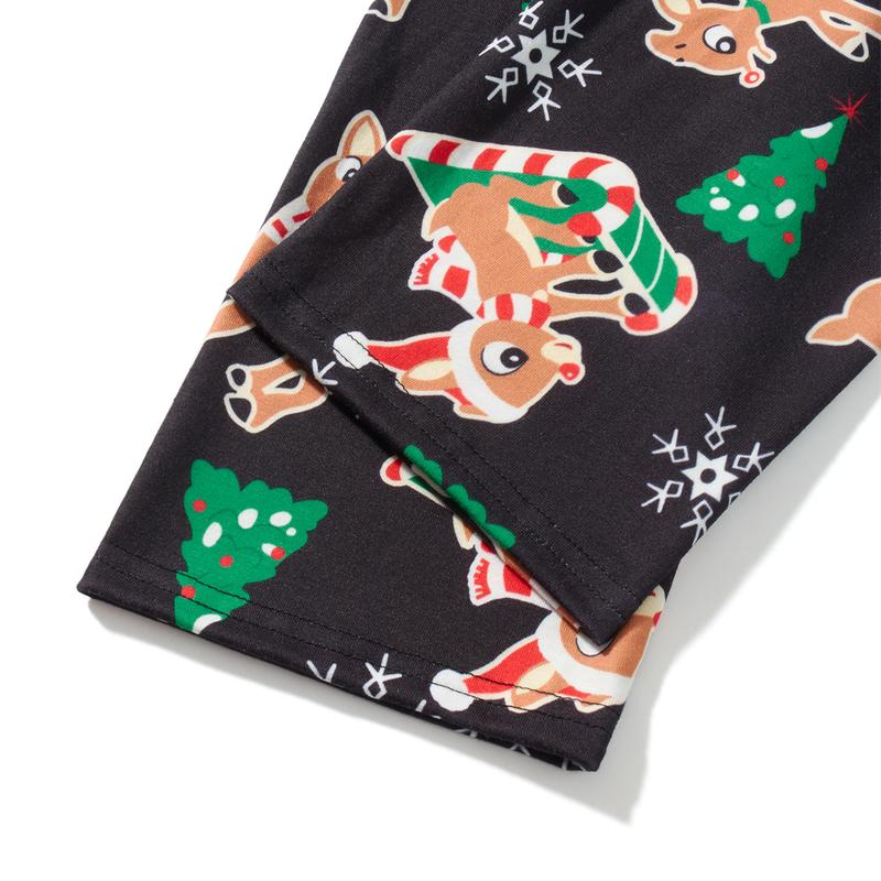 Christmas Pajamas for Family, Long Sleeve Deer Print Tops + Pants Set for Adults, Kid, Baby, Dog