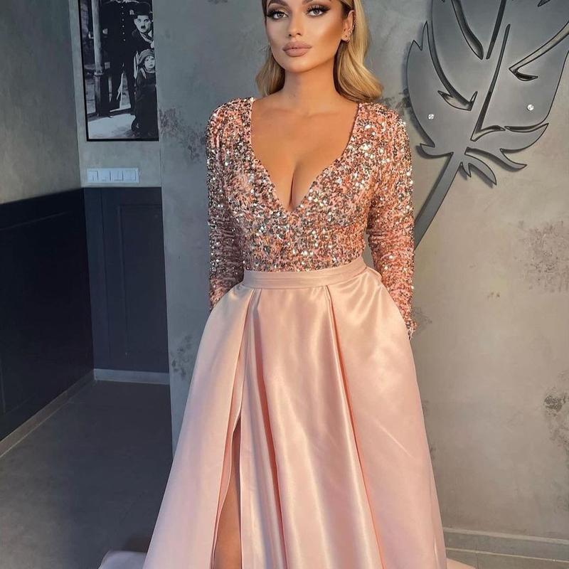 2024 Cross-Border Spring and Summer New European and American Women's Clothing Independent Station Sequined Large Swing Sexy Dress Trailing Banquet Evening Dress