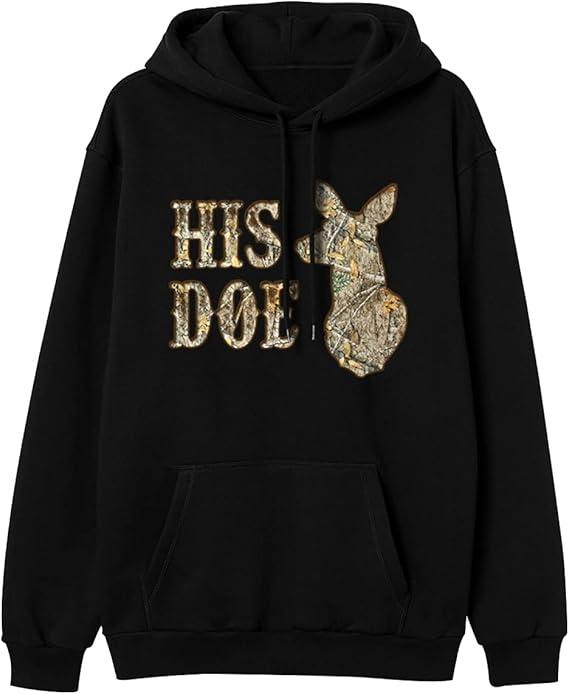 Clothing Her Buck His Doe Couple Hoodie,Her Buck His Doe Couple Hoodie Couple Matching Sweatshirt, Matching Outfits, Valentines Shirt, Gift For Lover, Christmas Halloween Gift Casual Graphic D400123654 Comfort Womenswear