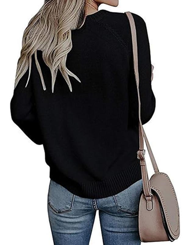 Women's Heart-shaped Raglan Sleeve Sweater, Fall Outfits, Casual Long Sleeve Round Neck Jumper for Fall, Fashion Ladies' Knitwear for Daily Wear, Fall Outfits 2024