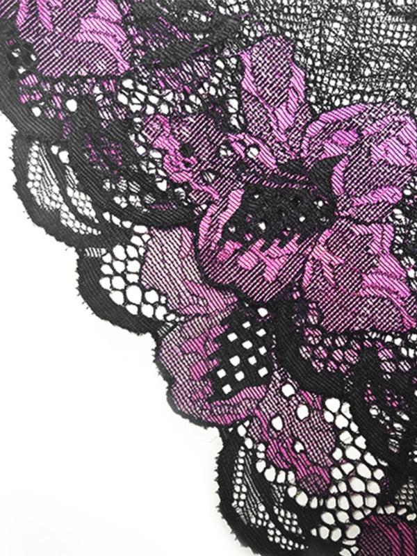 Women's Bow Decor Floral Lace Sheer Sexy Knicker, Scallop Trim Breathable Comfortable Panty for Daily Wear, Ladies Underwear for All Seasons, Underwear for Women