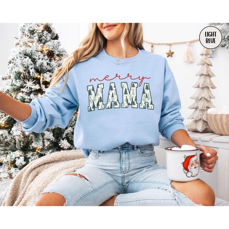 Merry Mama and Dad Sweatshirts, New Mom and Dad Christmas Sweaters, Xmas Pregnancy Announcement Gift, Matching Couples Holiday Crewnecks