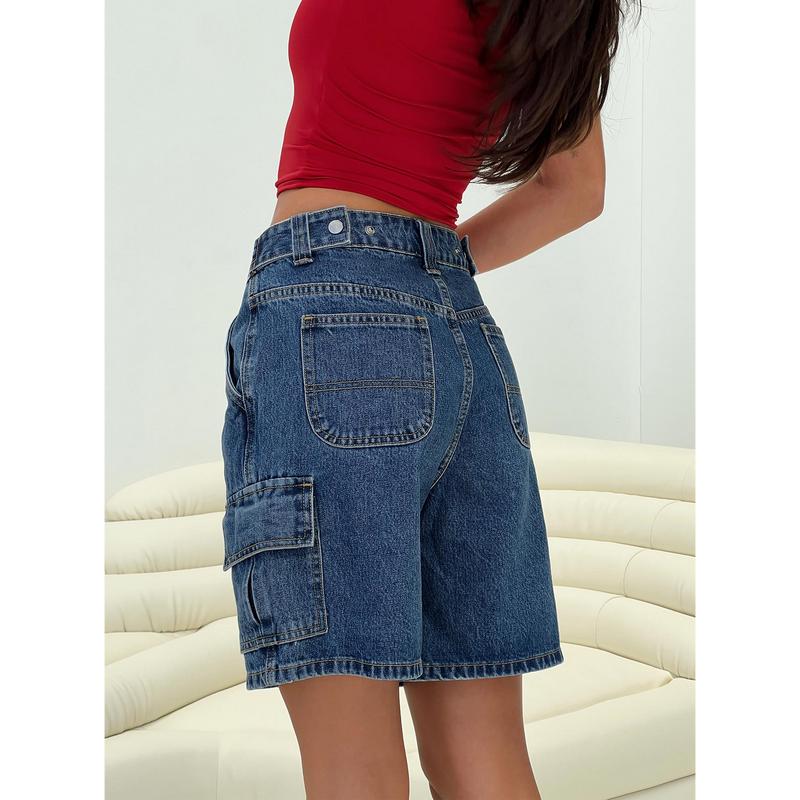 Mika Carpenter Denim Shorts Mid Wash Lower Impact