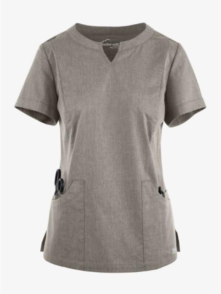 Women's Butter-Soft Stretch Scrub Top with Notch Neckline and 4 Pockets - Clothing, Womenswear