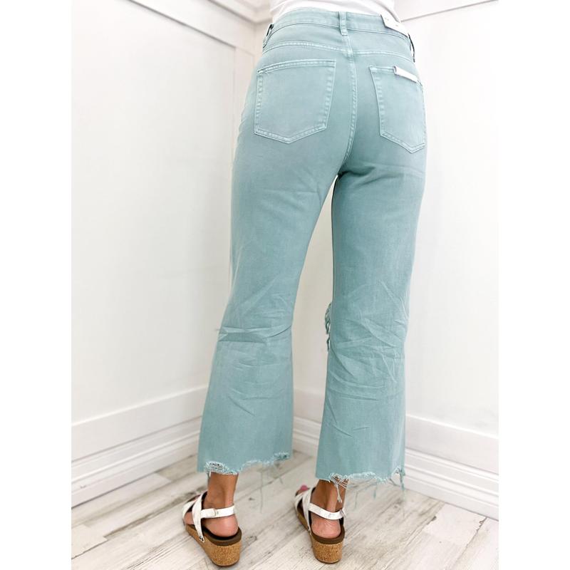 Vervet Super Fly Vintage Cropped Flare Jeans in Cloud Blue