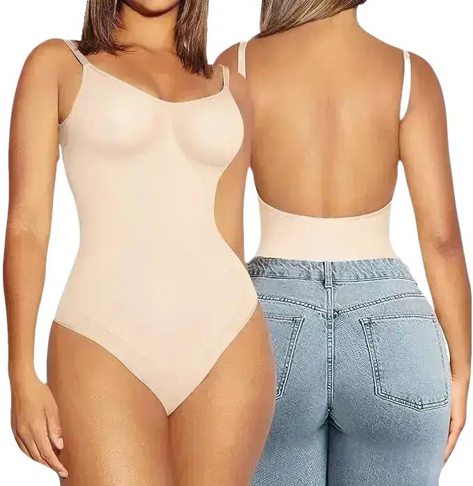 FeelinGirl Shapewear Bodysuit for Women Tummy Control Thong  Shaper Backless Seamless Bodysuit Comfortable Fabric Womenswear