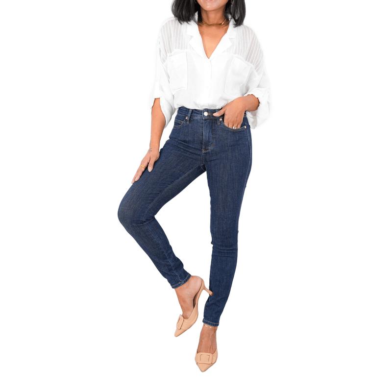 Judy Blue Mid Rise Dark Wash Classic Tummy Control Skinny Jeans