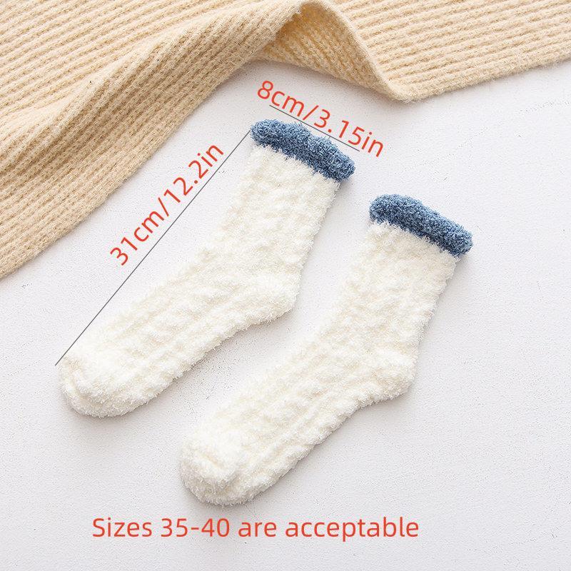 Women's Solid Thermal Lined Crew Socks, 8 Pairs Casual Soft Comfy Floor Socks for Fall & Winter, Women's Socks for Daily Wear, Christmas Gift