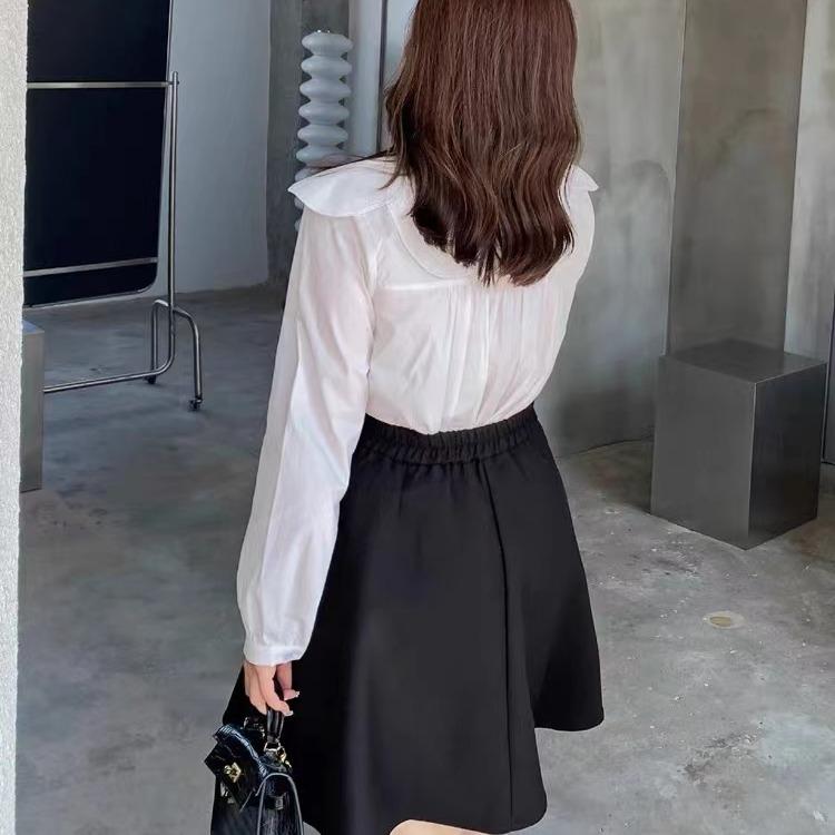 Xs to 3xl  Magic Fishbone Highwaist elastic waist black elegant  classic A-line skirt