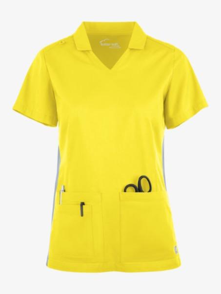 Butter-Soft STRETCH Women's 3-Pocket Short Sleeve Collar and Knit Panels Scrub Top