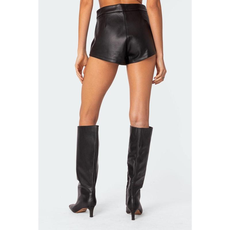 Ramona High Rise Faux Leather Micro Shorts