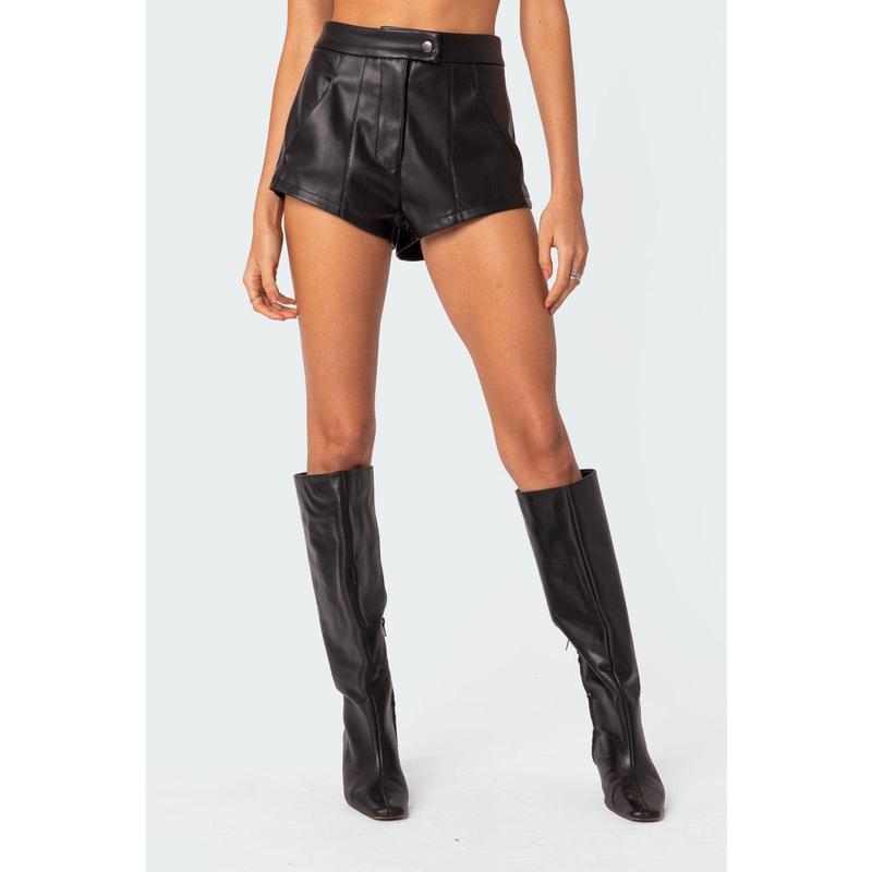 Ramona High Rise Faux Leather Micro Shorts