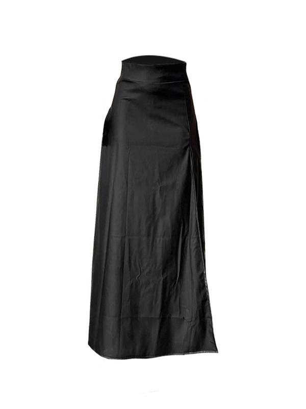 Women's Solid Split Thigh A Line Skirt, Elegant Fashion High Waist Skirt for Daily Outdoor Wear, Ladies Summer Bottoms