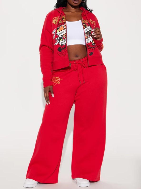 Broken Hearts Ed Hardy Wide Leg Pant - Red