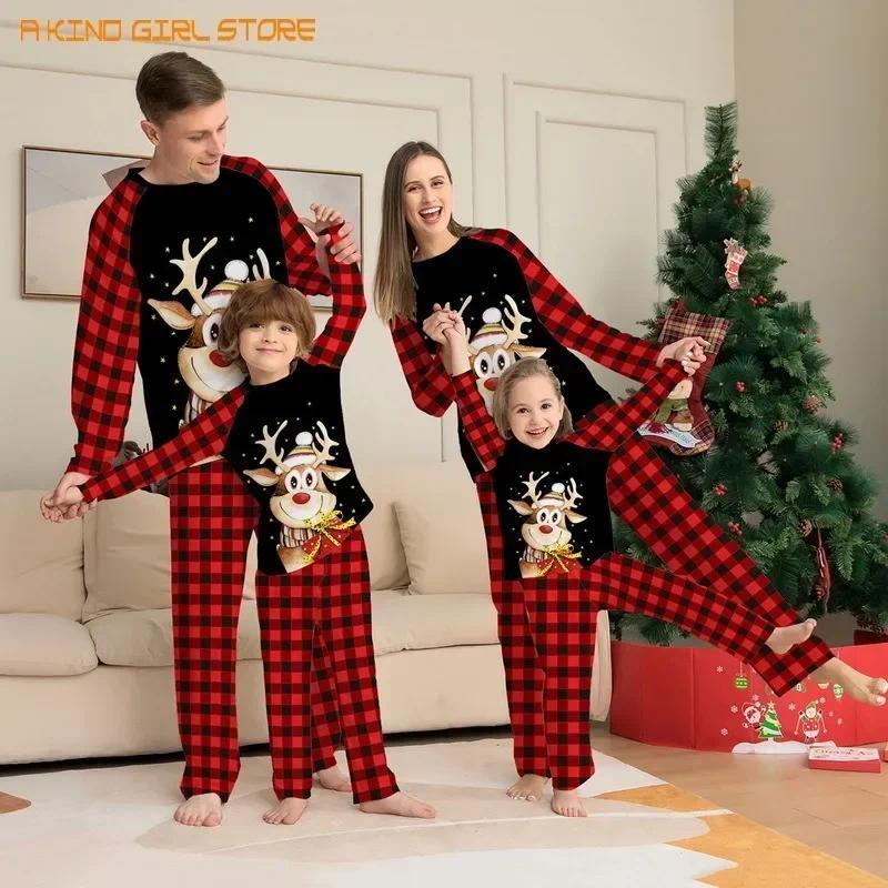 Xmas Family Matching Pajamas Set Cute Deer Adult Kid Baby Family Matching Outfits 2024 Christmas Family Pajamas