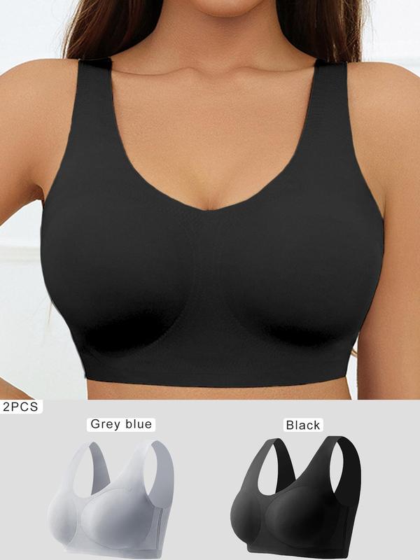 Women's Solid Color Seamless Wireless Bra, Casual Comfortable Breathable Lingerie Top for Daily Wear, Underwear for All Seasons