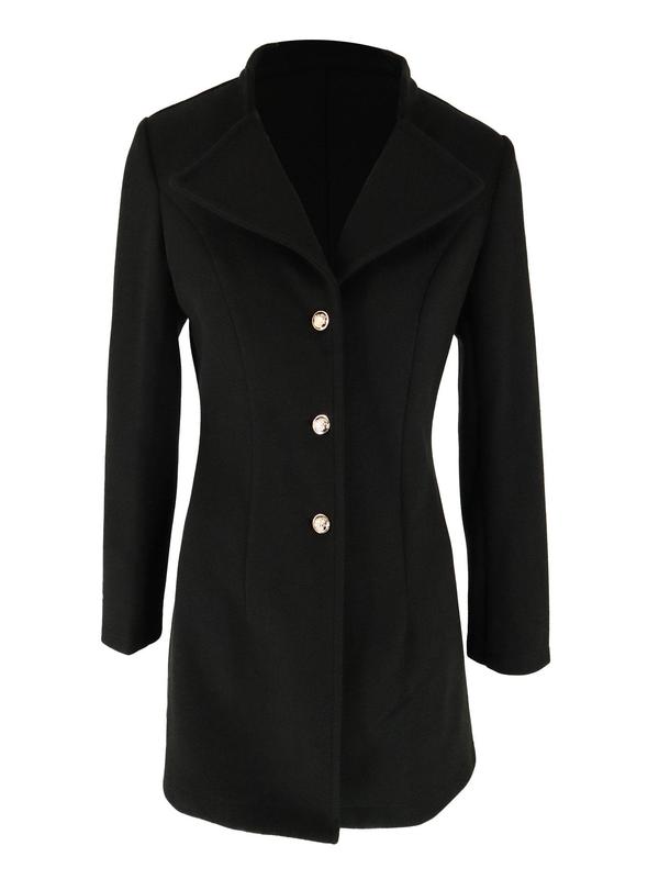 Women's Solid Button Front Pea Coat, Casual Long Sleeve Lapel Outerwear for Fall & Winter, Ladies Clothes for Daily Wear