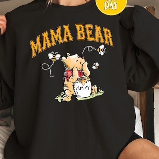 Poohh MamaBear Sweatshirt, Full Size, Mother's Day Mama T-shirt, Happy Mother's Day, Mom T-shirt